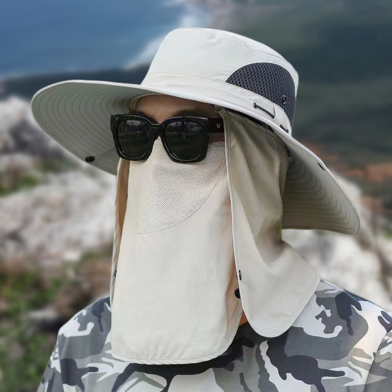 New 1Pcs Full Face Cover Fishing Hat Sun Cap With Mask Summer Hat Mountaineering Sun Protection Anti UV Hiking Hat Women Men