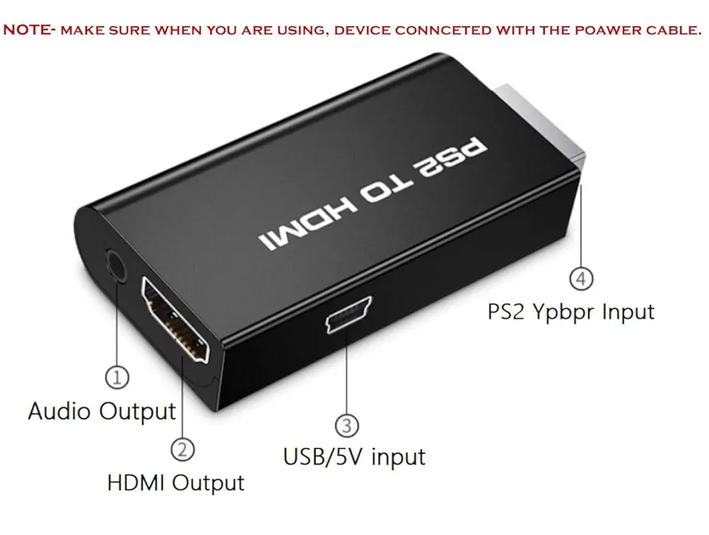 PS2 to HDMI Converter Supports All PS2 Display Modes with 3.5mm Audio Converter