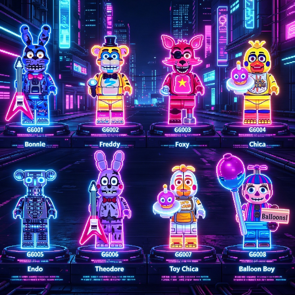 FNAF Mini Building Blocks 1Pcs Action Figure Toys At Five Nights DIY Model Game Figurines Childrens Birthday 