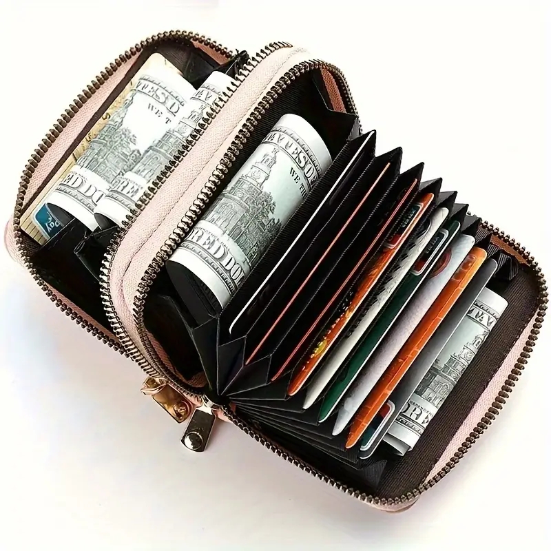 NEW 2026 6 Color Women's Double Zipper Wallet Fashion Short Credit Card Holder with Large Capacity Coin Purse