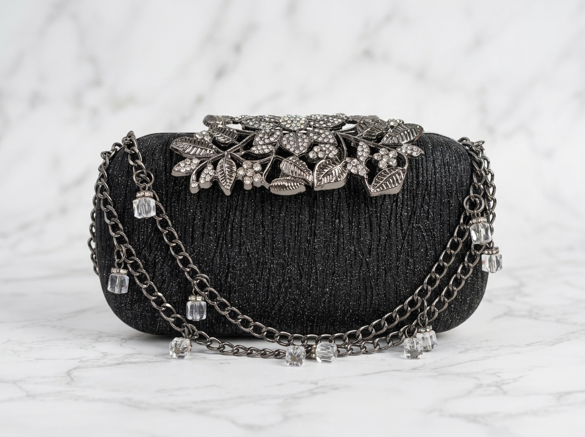 New Leaf Brooch Double Chain Clutch
