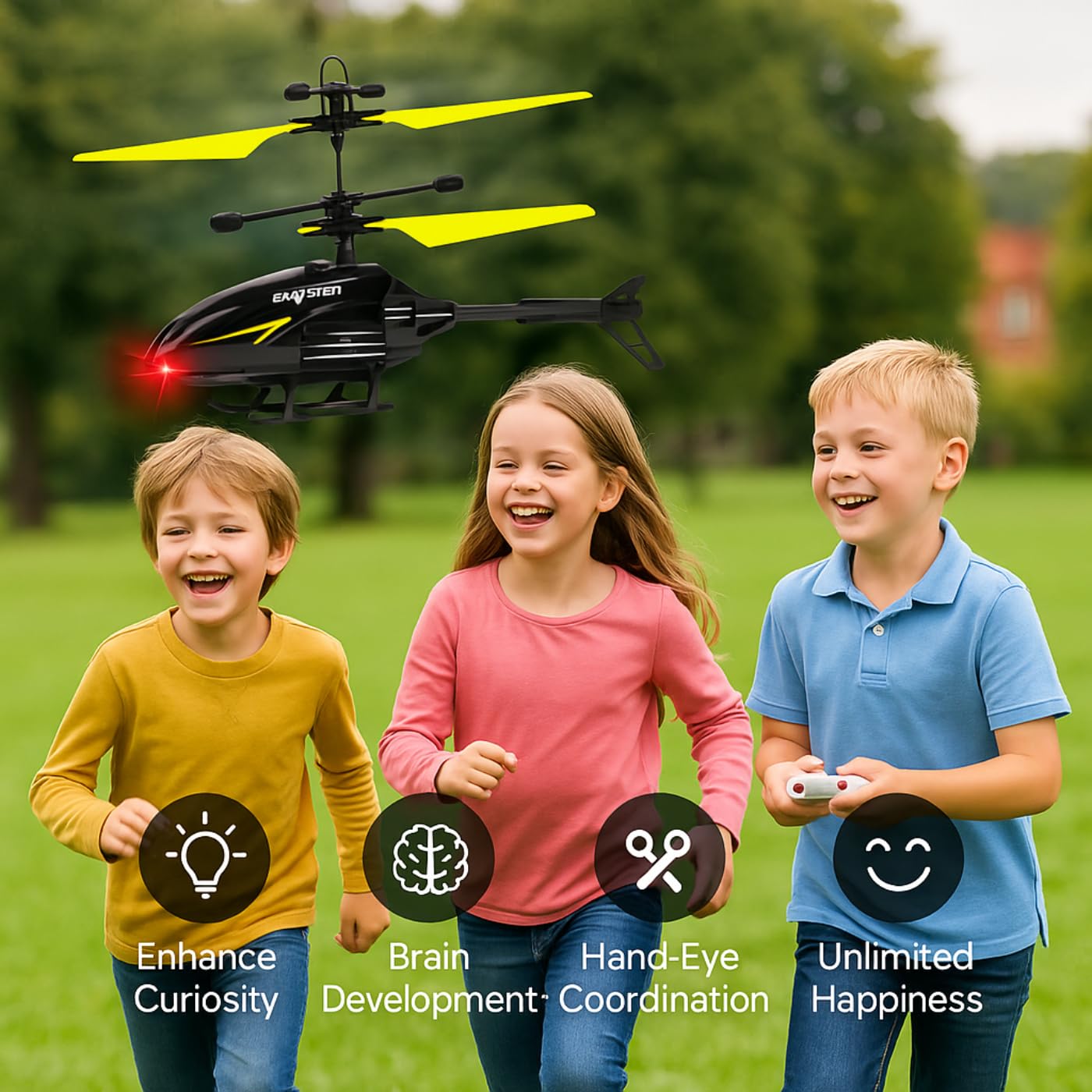 Remote Control Plastic Helicopter Toy for Kids | Gravity Sensor Battery Chargable Toy Helicopter | USB Charging Infrared Induction Flight I Pack of 1 (Black Yellow)