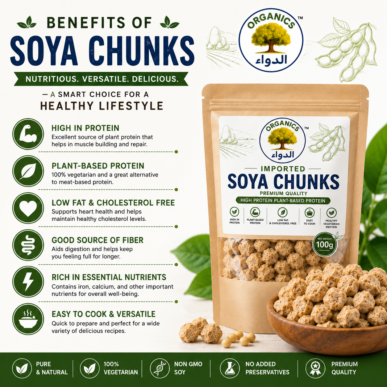 Imported Soya Chunks 125g | High Protein Plant-Based Protein | Premium Soy Chunks | Healthy Vegetarian Protein | Easy to Cook
