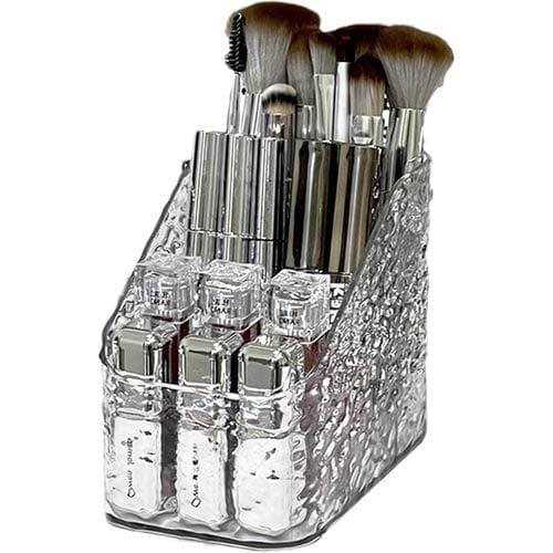 Acrylic Makeup Brush Holder Organizer | Cosmetic Brush Storage Box | Transparent Partition Makeup Organizer | Vanity Desk Organizer