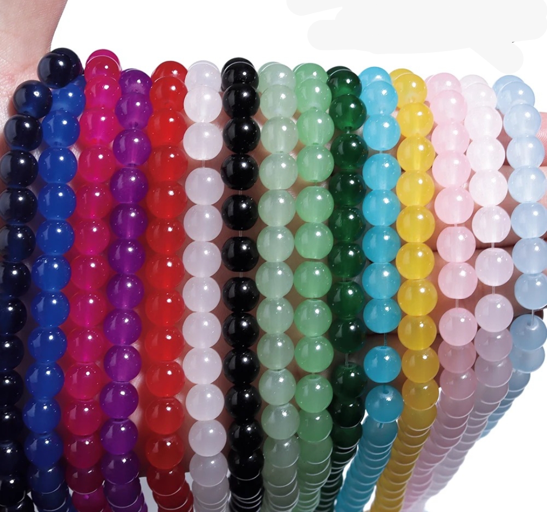 100pcs 8mm Glass Imitation Jade Bead Color Round Bead Handmade DIY Bracelet Necklace Jewelry Making Loose Bead Material without storage box