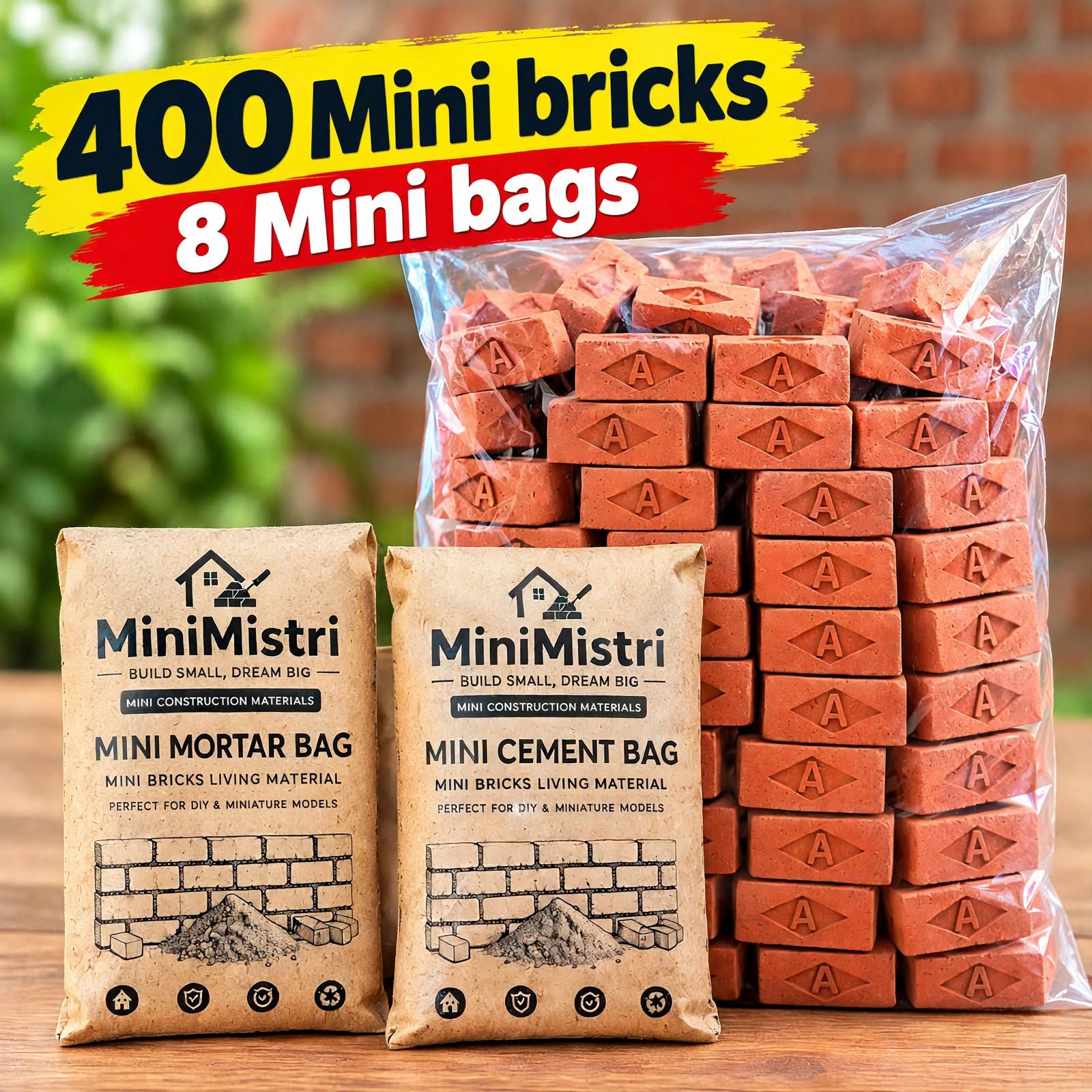 120 PCS Mini Bricks for Miniature House Building | DIY Crafts | Doll House Construction | School Project Building Blocks