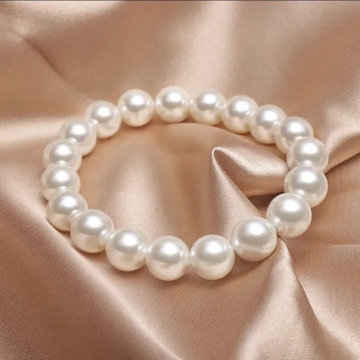 Classic Elegant Elastic White Pearl Bracelet For Women Men Wedding Banquet Stretch Bracelets Beads Handmade Jewelry Gift