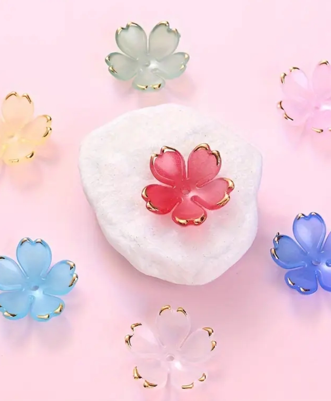 50pcs/100 Pcs  Vibrant Mixed Color Acrylic Flower Beads, 19mm - Ideal for DIY Jewelry & Women's Fashion Accessories Crafting, Charms for Jewelry Making