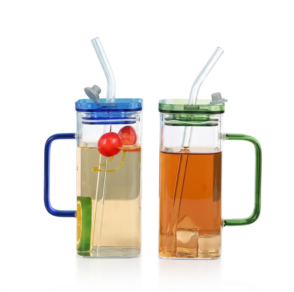 Striped Mason Glass Tumbler