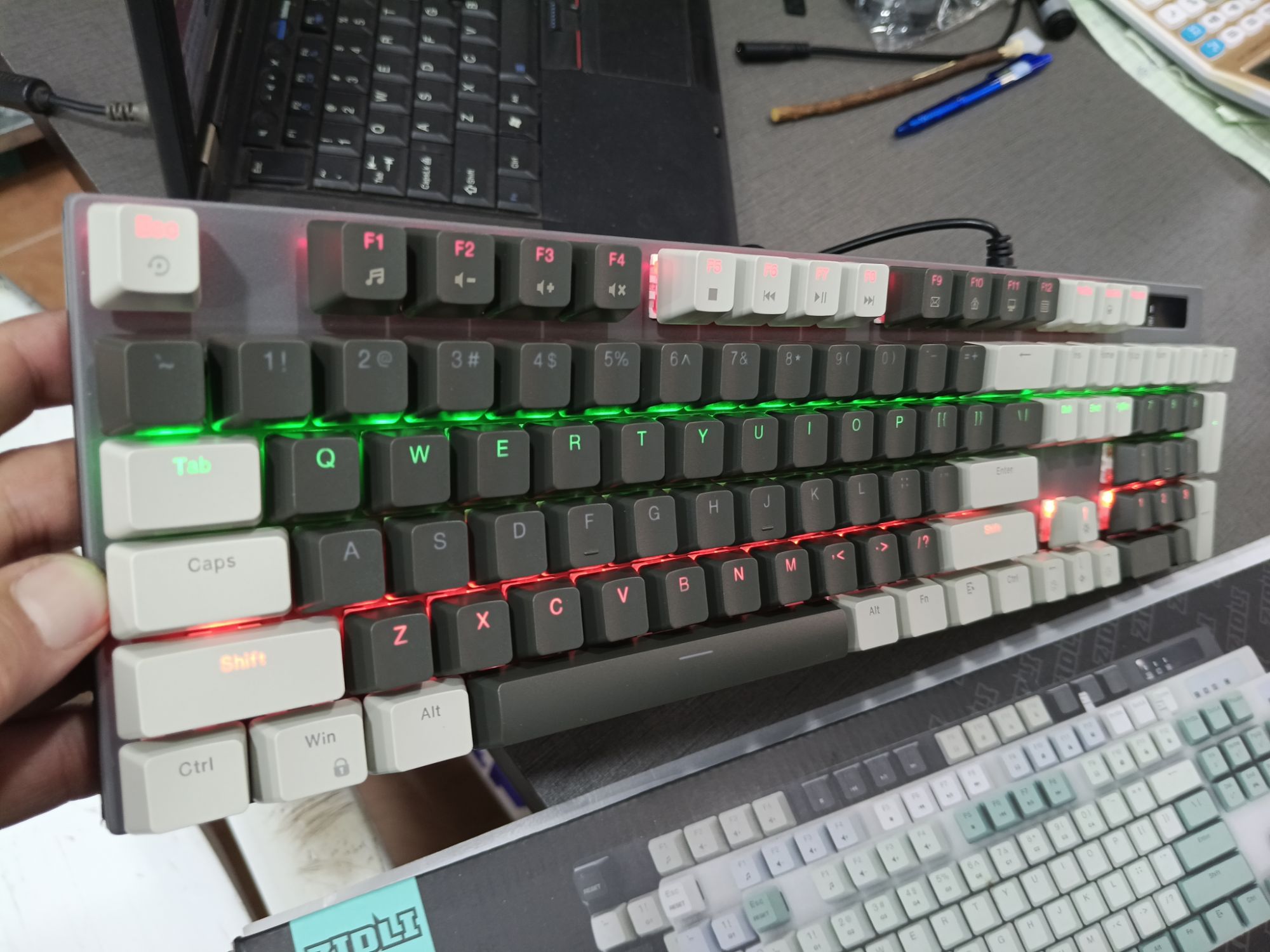 Mechanical Gaming Keyboard Blue Switches Anti-Ghosting  Keys Layout Backlight 13 Modes Adjustable RGB & Breathing RGB Adjustable Gaming Keyboard