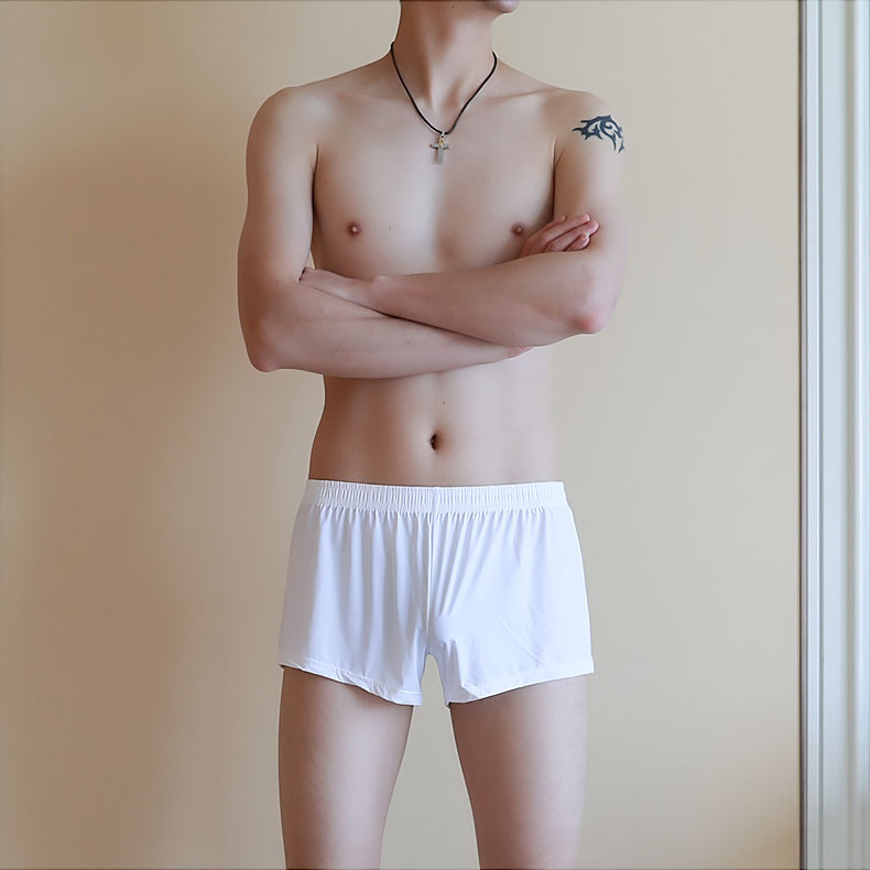 Ultra Thin Ice Silk Men Loose Boxer Shorts See Through Stretch Waist Breathable Sleep Loungewear Daily Home Comfort Underpants