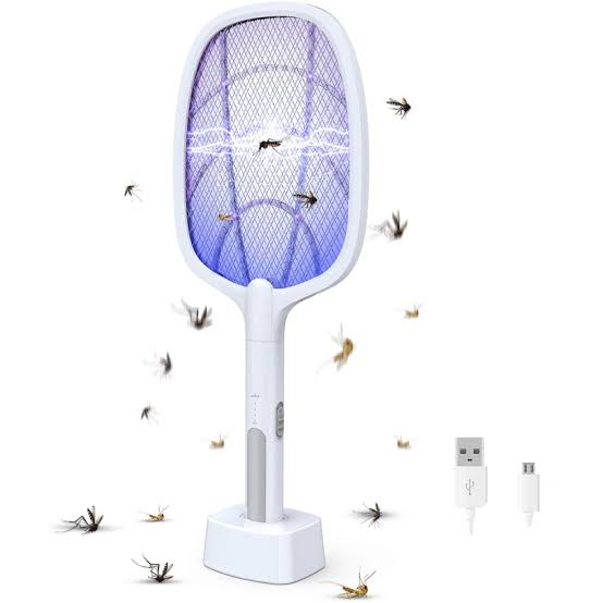 Mobile Standee Insect Light Rechargeable Insect Killer Racket 2 in 1 With Torch Light and stand to ...