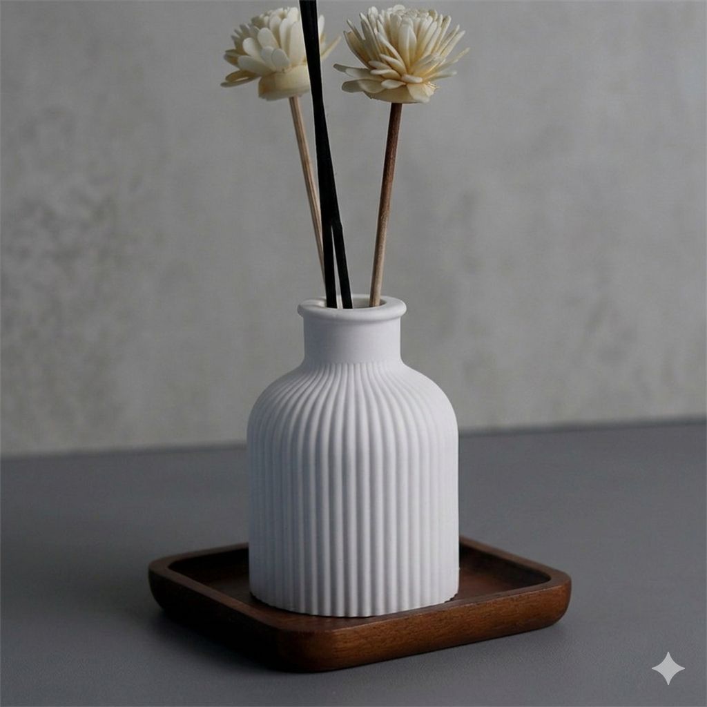 Set of 3 Home Decor Showpiece – Thinker Statue + Mini Vase + Oval Tray | Cement & Gypsum | Gift for Home, Office