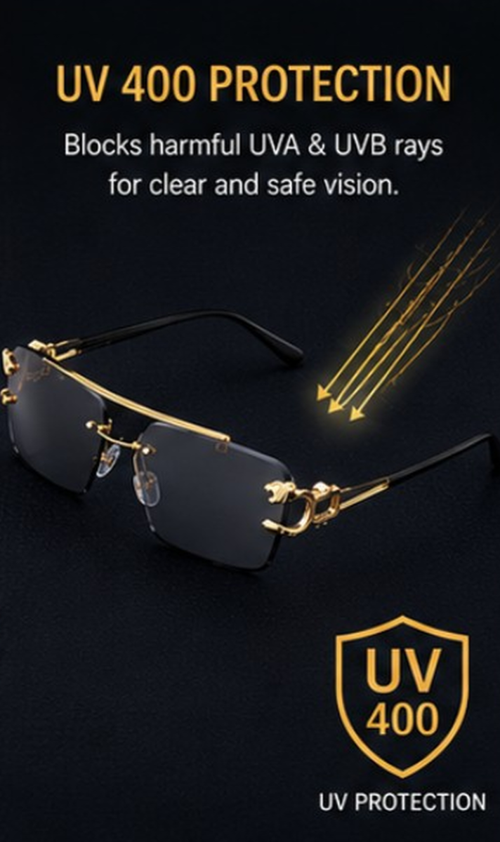 Fashion Leopard Rimless Sunglasses Double Bridges Gradient Ocean Film Shades UV400