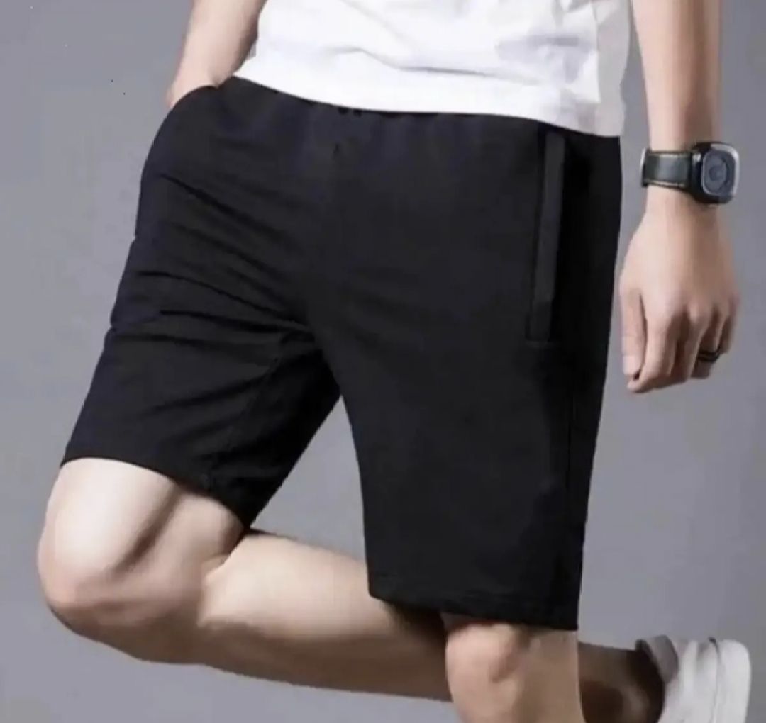 Black terri and Jersey Fabric 2 Quarter Short For Men and Boy Gym Wear and Fashionable Look