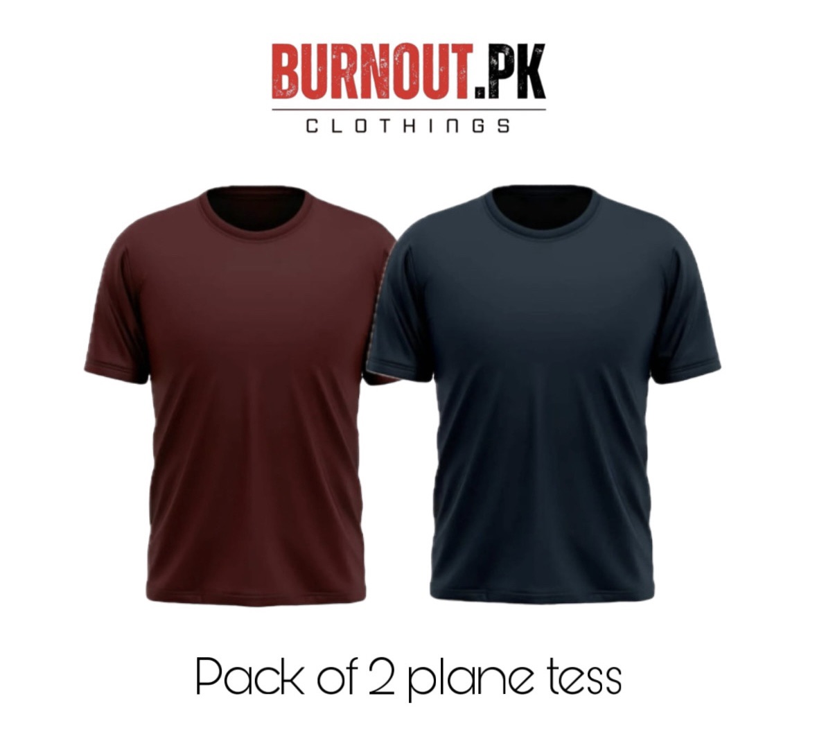 BURNOUT.PK NEW TRENDY SUMMER COLLECTION PACK OF 2 PLANE BASIC HALF SLEEVE TSHIRTS FOR MENS AND WOMENS
