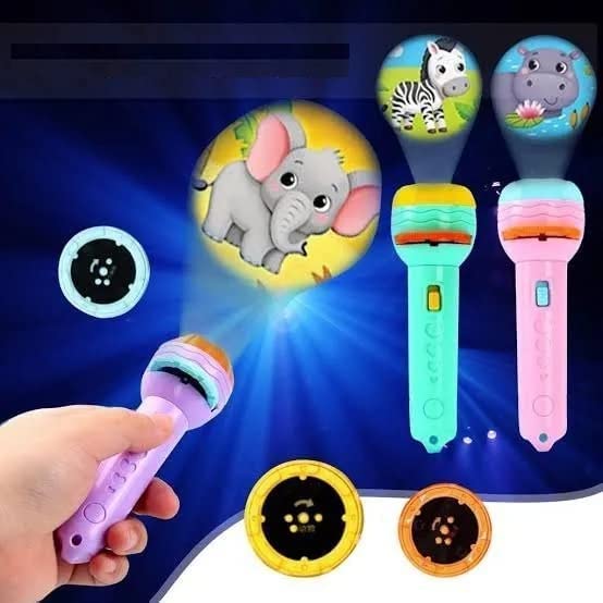 Graphene Mini Projector Torch Toy with 3 Slides, 24 Patterns - Safe, ABS Material, Easy, Creative Learning & Bedtime Stories, Transform to Night Light for Ultimate Comfort
