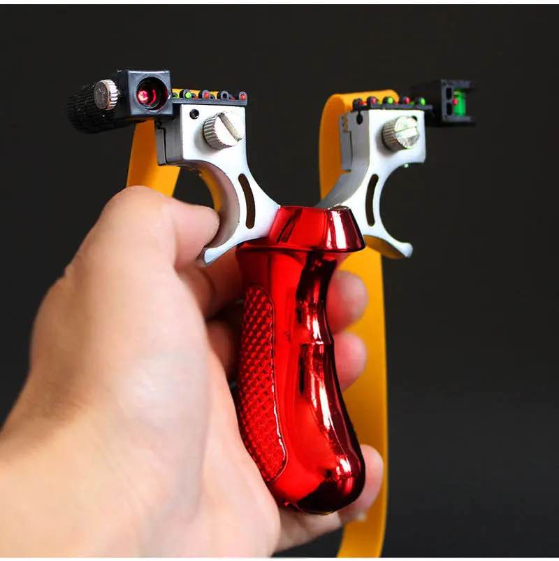 Metal Target Practice Launcher with Laser Pointer High Power Elastic Rubber Band Outdoor Sporting Activity Precision Aim Training Tool