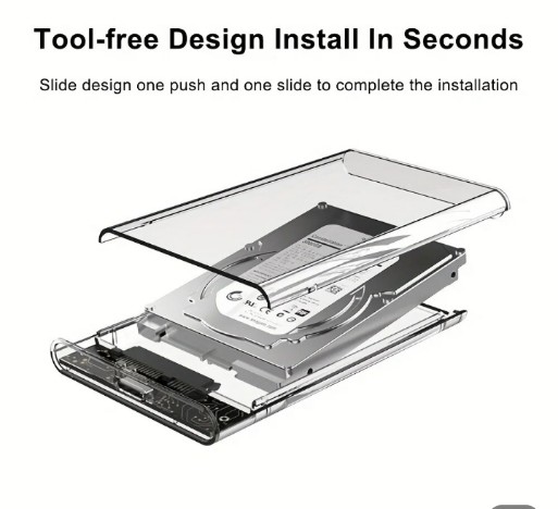 Portable External USB 2.5 transparent HDD and SSD case