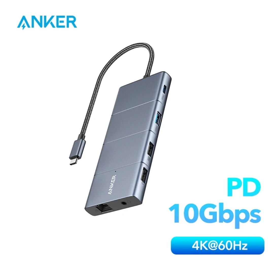 Anker 565 11-in-1 USB-C Hub 10 Gbps USB-A Data Ports 4K HDMI Display Ports 100W Power PD for Laptop Computer