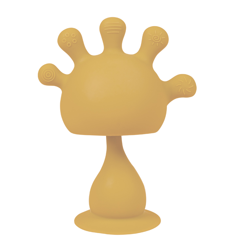 Baby Finger Mushroom-Shaped Rattle Teether, Silicone Soft Teething Stick, Newborn Soothing and Chewing Fun