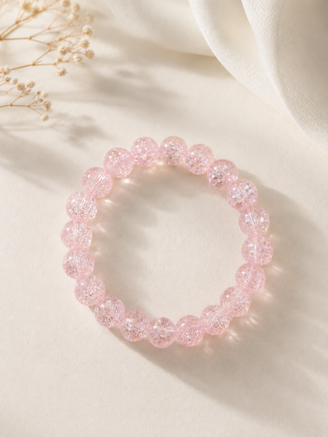 Elegant 8mm Pink Crystal Beads Bracelet for Women – Stretch Bracelet – Handmade Stylish Jewelry Gift