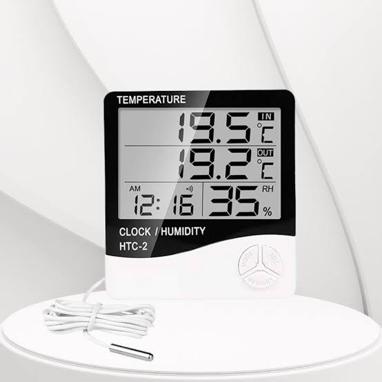 HTC-2 Digital LCD Temperature Humidity Meter Indoor / Outdoor Room Thermometer Clock Hygrometer with sensor Greenhouse Room Indoor Thermometer Monitor Clock Beep, Egg Incubator, Fish Tank Temperature Controlling.