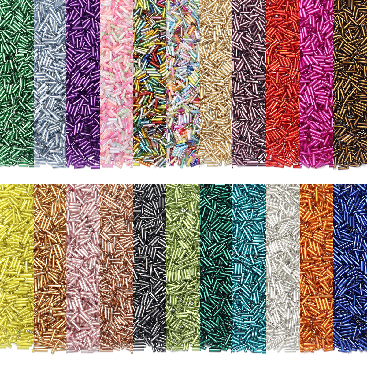 225pcs/lot Glass Seed Beads Colored Long Tube Shape Loose Spaced Glass Bead For DIY Handmade Earrings Bracelet Jewelry Wholesale