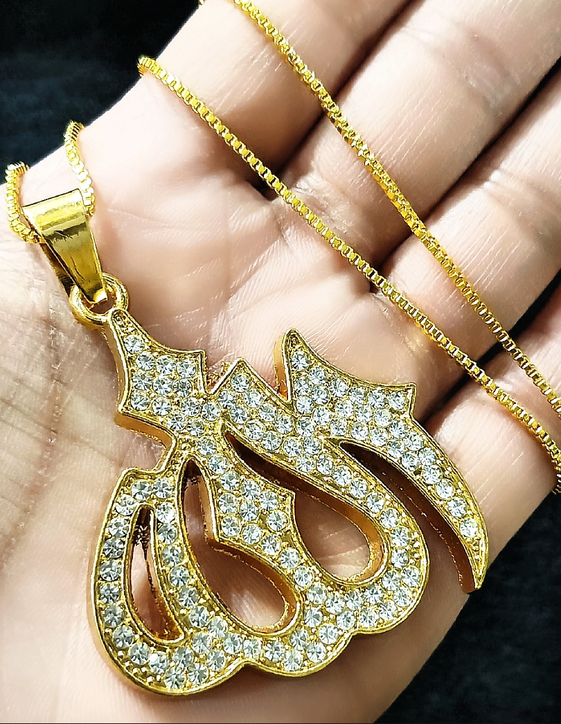 Top Fashion Gold Plated  bChallegraphy Pendant Necklaces Unisex Ahmed Arab Islam Mohammad Muslim Middle Eastern pendant For Unisex Top Fashion Quality  Islamic Name Pandant With Neck Chain For Boy And Girls Eid Special ,Birthday Gift for Men And W