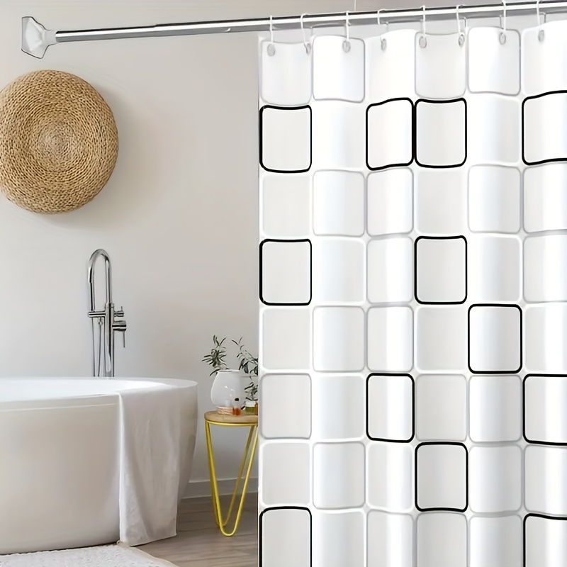 12 Hook Waterproof Shower Curtain for Bathroom Stylish Design Random Design Washable & Durable Shower Curtains Waterproof Bathroom Curtains Shower curtain with Stylish Designs Material Easy to Clean for All-Season Bathroom Decor and Home Use
