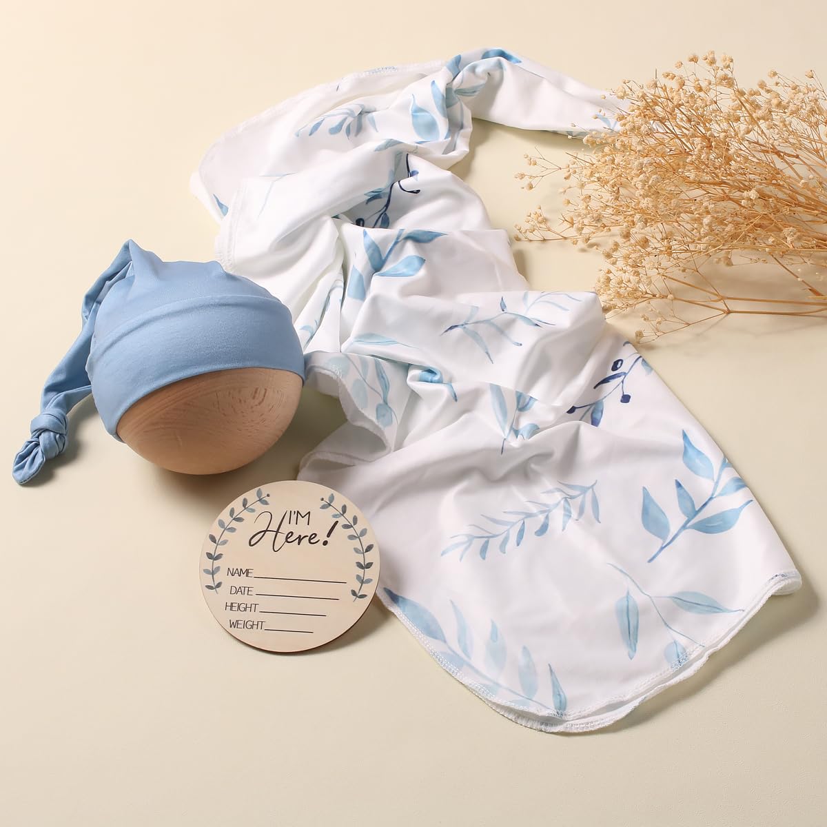 Ylsteed Baby Swaddle Blanket and Headband Set Newborn Receiving Soft Wrap for Girls and Boys Swaddling Blankets for Newborn-HD