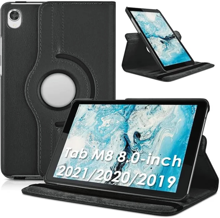 360° Rotating Leather Case for Lenovo Tab M8 HD/FHD (TB-8505/TB-8705) 8 Inch – Smart Flip Book Cover Stand | DTab D-42A Compatible | 4th Gen Support