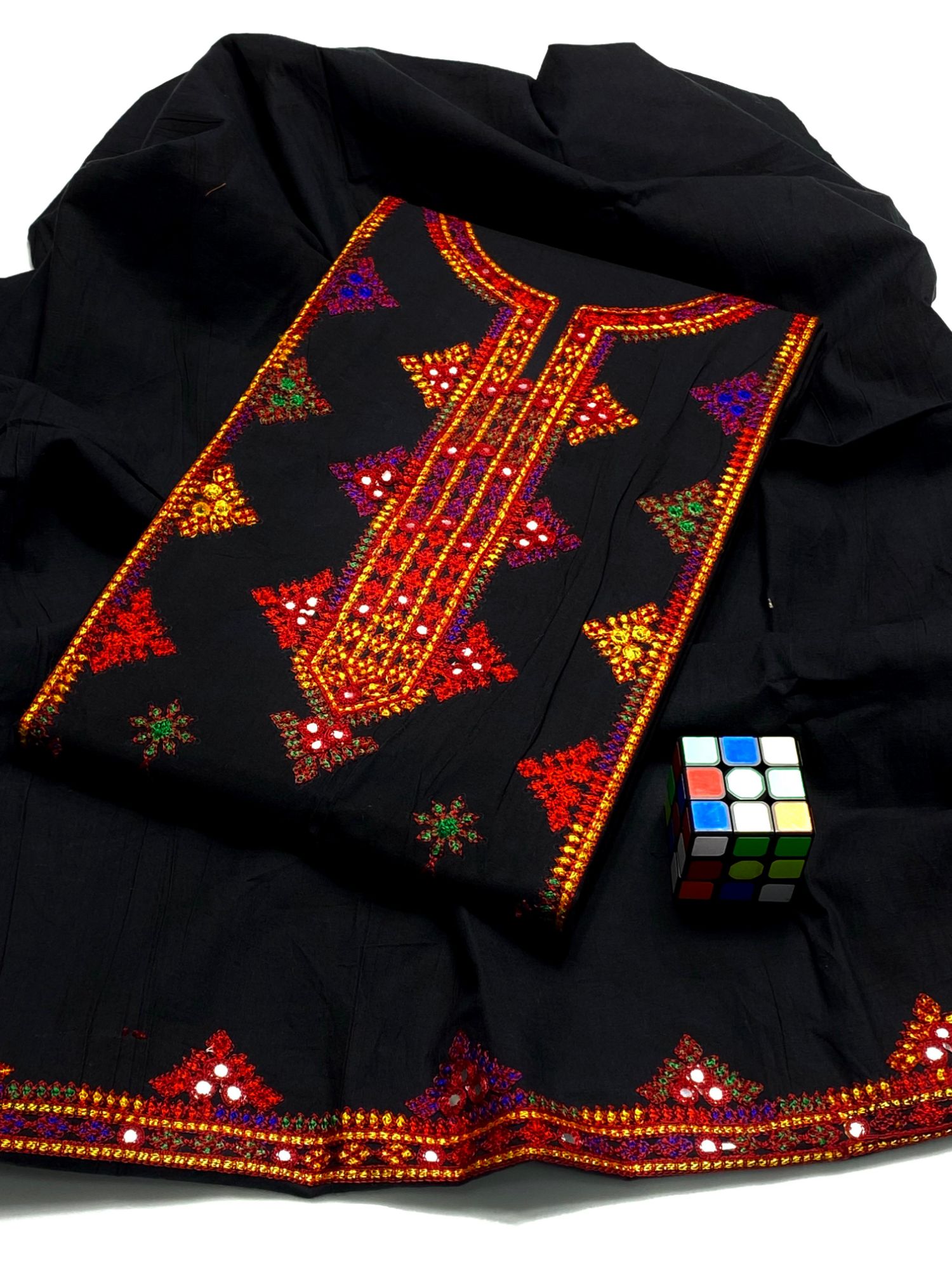 Women Unstitched 2Pc Aari Balochi Emb Polo Cotton Winter Suit | Embroidered Shirt Trouser