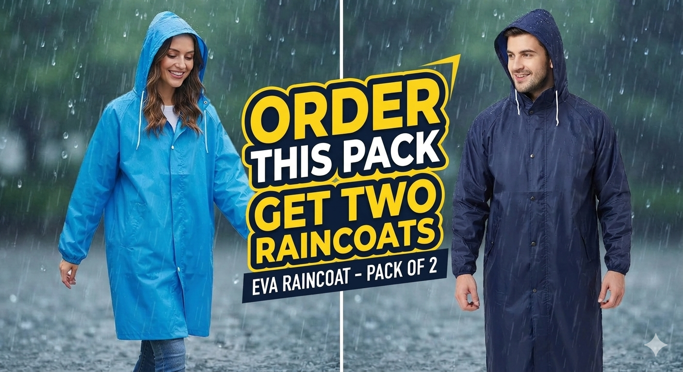 EVA Waterproof Unisex Rain Coat Hooded Full Sleeves Outdoor Men, Women, Boys & Girls Rainwear Poncho Raincoat for Camping, Hiking & Travelling