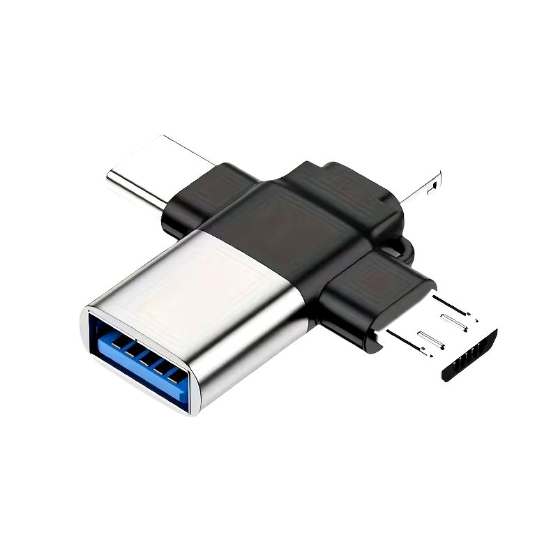 3 in 1 USB OTG Adapter | USB-C, Micro USB & Lightning to USB 3.0 Female Converter | High-Speed OTG Adapter for Android, , Tablets, USB Flash Drive, Keyboard, Mouse & Camera