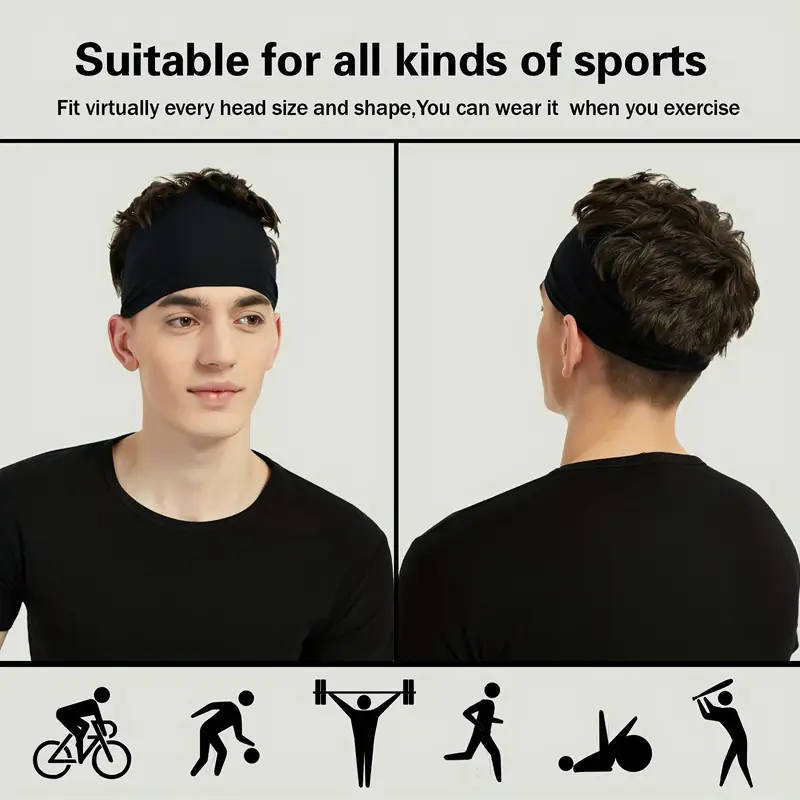 Sports Headbands for Men ,Moisture Wicking Workout Headband, Sweatband Headbands for Running,Cycling,Football,Yoga,Hairband