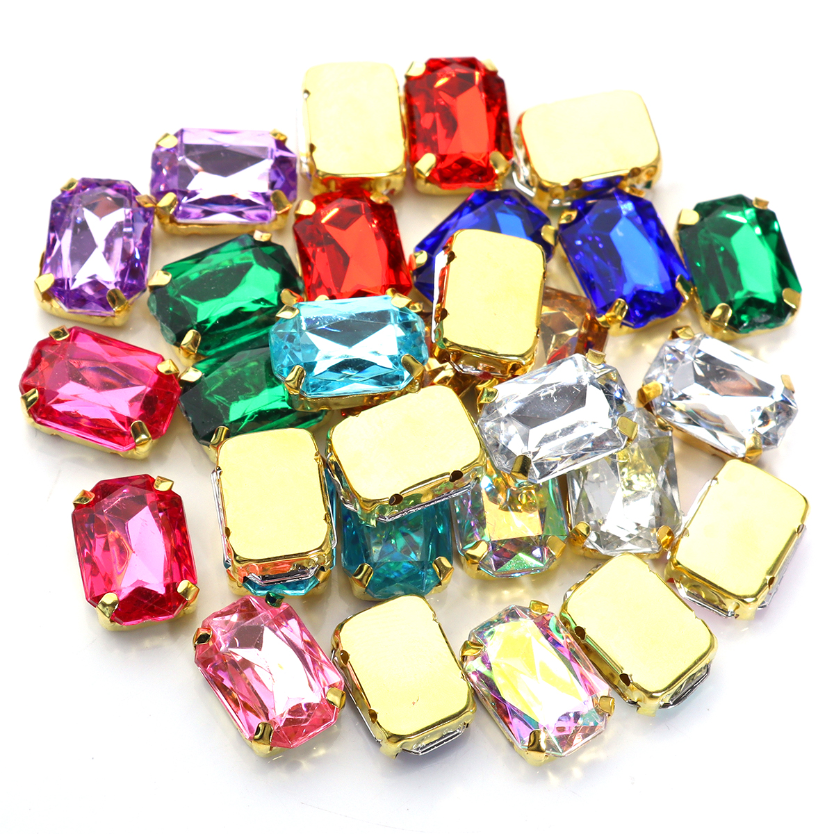 30Pcs Stainless Squar Rhinestone Gold Claw Beads Acrylic Four Hole Claw Beads For Wedding Dress Clothing Crafts Jewelry Findings