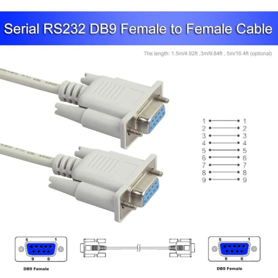 Serial RS232 DB9 Female to Female Cable