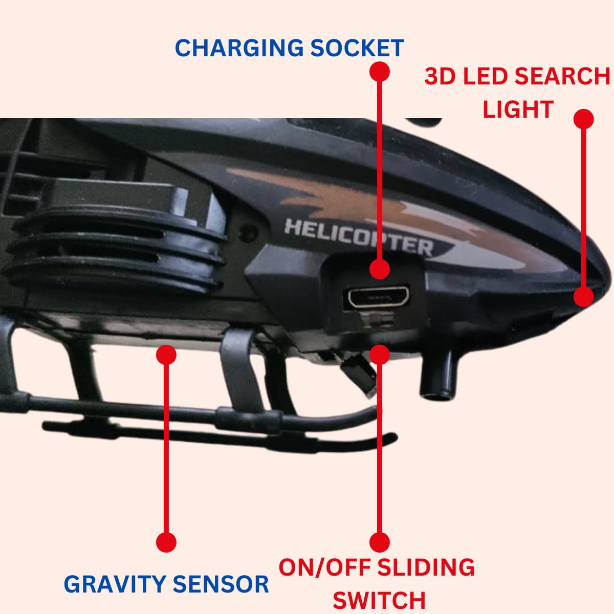 Gravity Sensor Toy Remote Control Helicopter for Kids Age 4+ Years, Indoor Palm Sensing RC Helicopter Rechargeable Helicopter with LED Lights I Pack of 1 I Multicolour