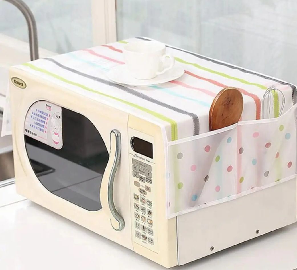 Microwave Dust Cover Water Proof Double Pocket Storage Bag microwave Oven Cover