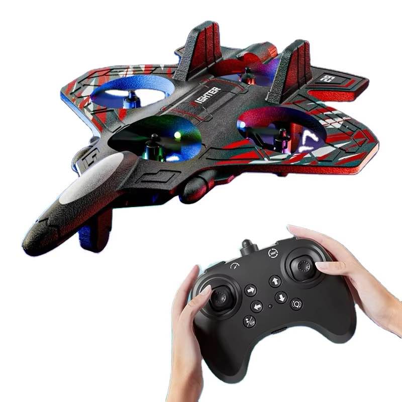 Fighter Jet RC Drone with LED Lights – 2.4GHz Remote Control QuadCopter Plane | Rechargeable Foam Aircraft Toy for Kids & Adults