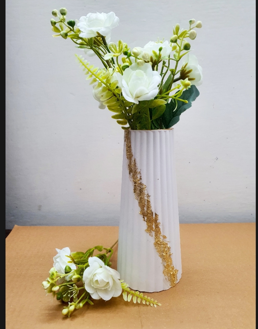Large Striped Vase for Home Decor, Big Ceramic Flower Vase for Living Room