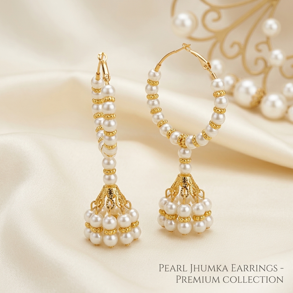 White Pearl Earrings Jhumka Bali Packed in Box