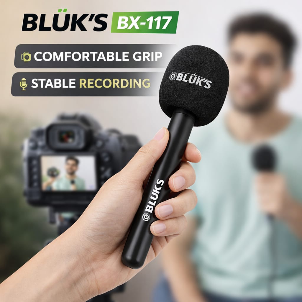 WKSHOP BLUK’S BX-117 Lavalier Microphone Handle Accessories | Professional Mic Handle for Lavalier & Clip Microphones | Noise Reduction Grip | Durable Lightweight Design | Ideal for Vlogging, Interviews, YouTube, TikTok, Podcasting & Content Creation