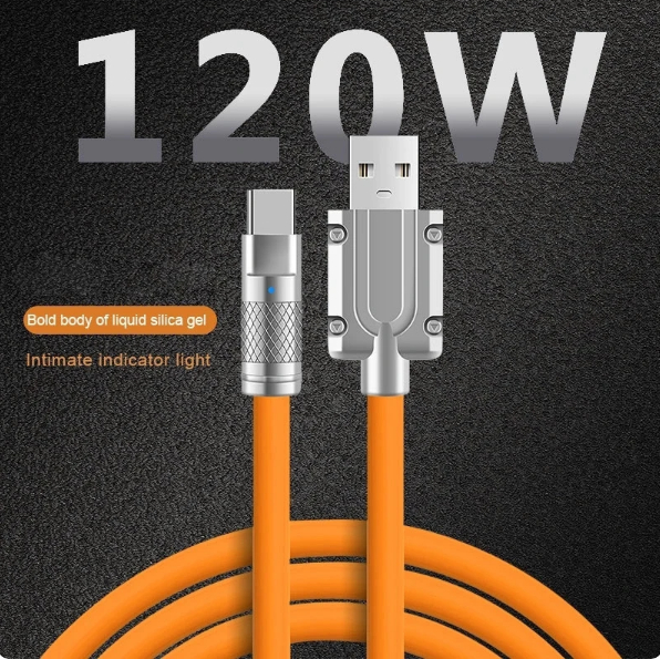 Universal 120W Liquid Silicon Fast Charging Data Cable Micro USB Type C 6mm Thickness for Samsung Redmi Oppo Realme OnePlus