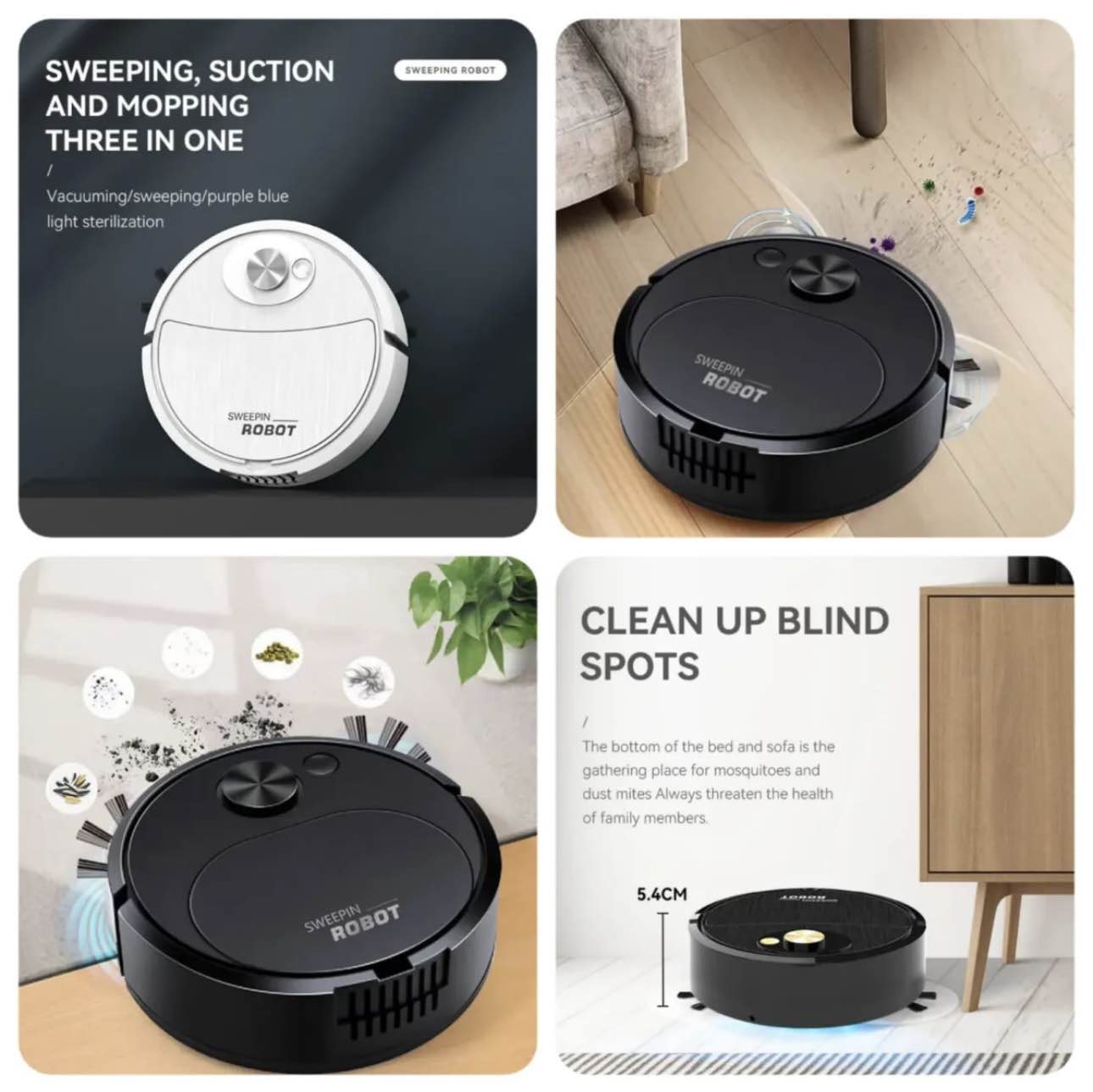 Vacuum Cleaner Sweeping Robot Mop Machine Smart Auto Robot Multifunctional Floor Cleaner Rechargeable Dry Wet Mop Sweeping Vacuum Cleaner For Household, Office