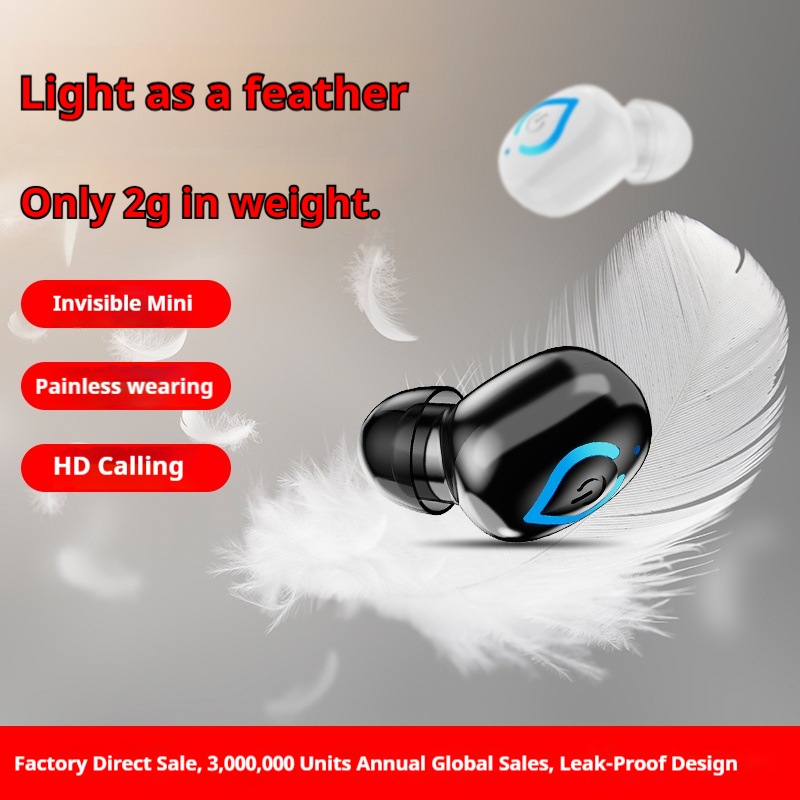 Mini Bluetooth Headset Single Wireless Earphone Music Earpiece for Cellphones Computer