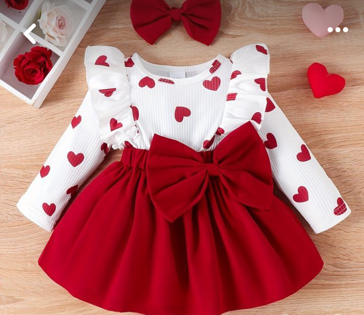 Winter baby girl heart ❤️ print dress full sleeves