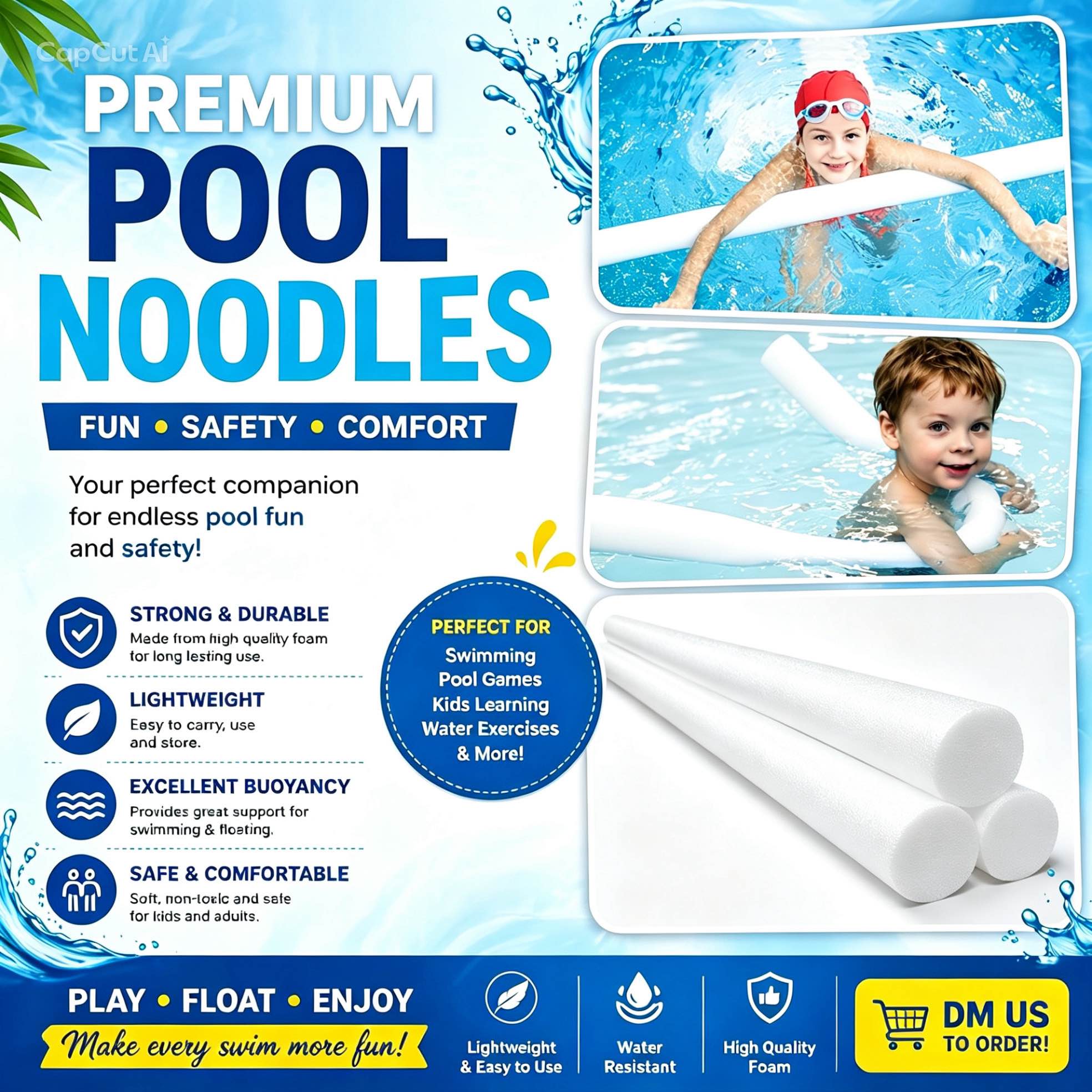 Swimming pool noodle floating foam noodle 5ft length for fun swimming activities