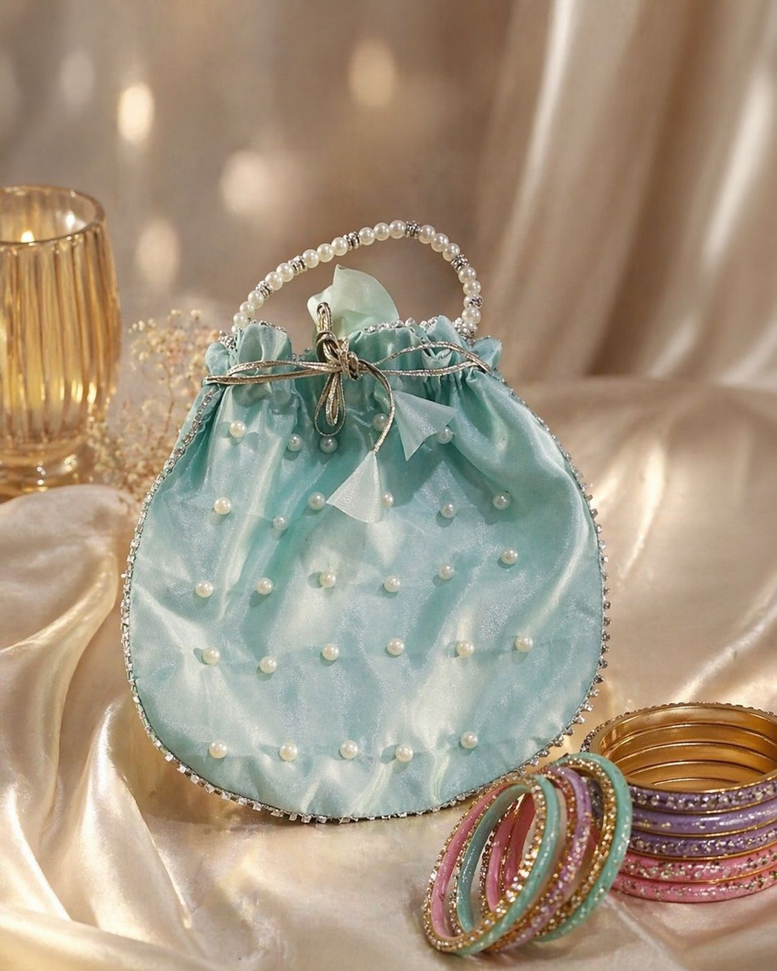 Fancy Embroidered clutch/Potli bag for Wedding,Parties traditional Potli gol bag handmade gotta work